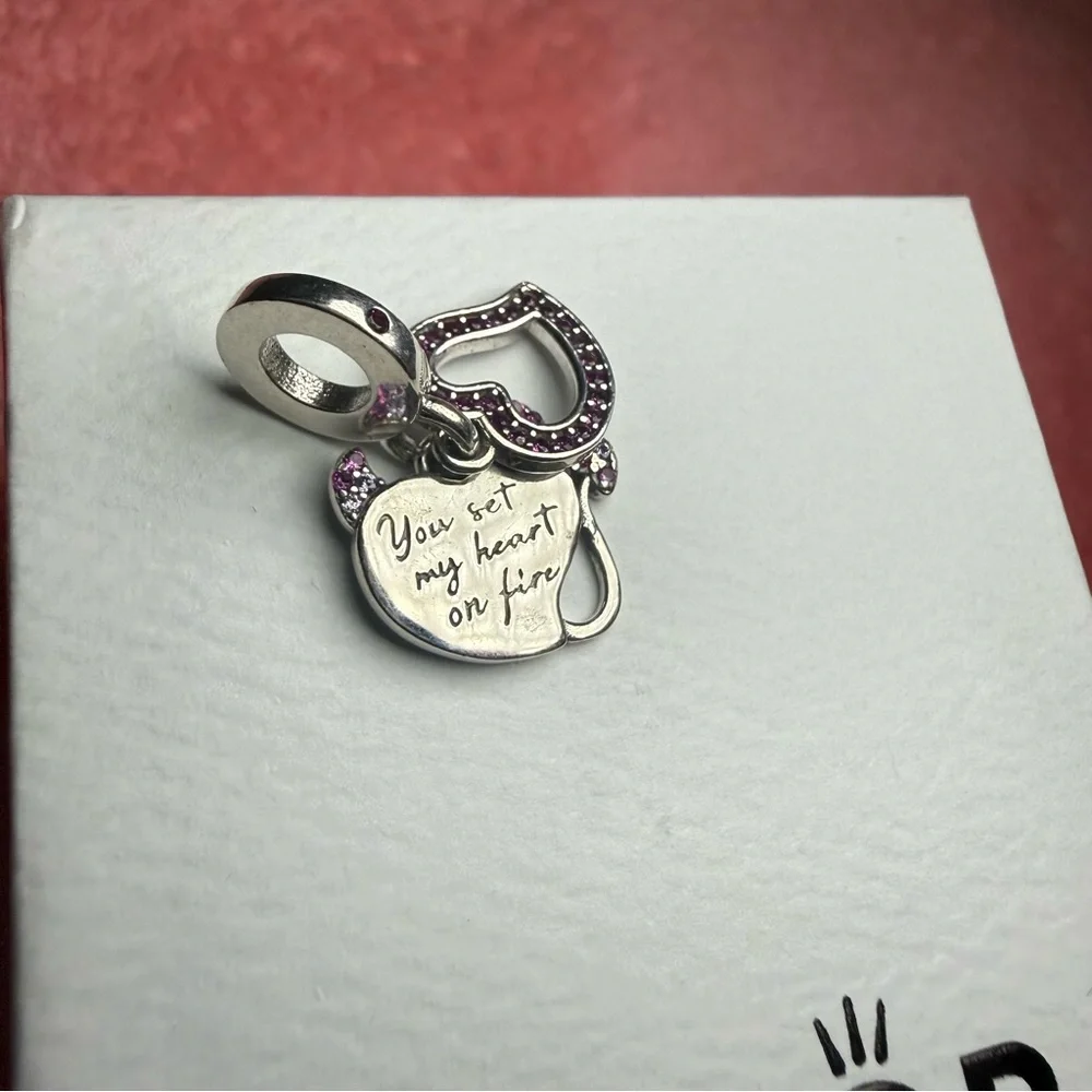 Devil Heart Double Dangle Pandora Charm - Picture 4 of 6
